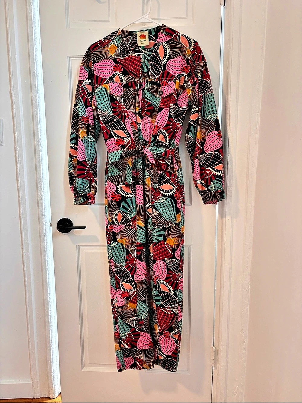 FARM Abstract Print Jumpsuit in Black & Pink - Picture 2 of 7